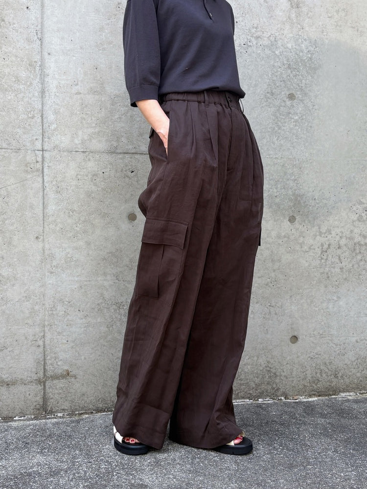 GALERIE VIE / コットンボイルワッシャー イージーカーゴパンツ / DARK BROWN / 23046104223