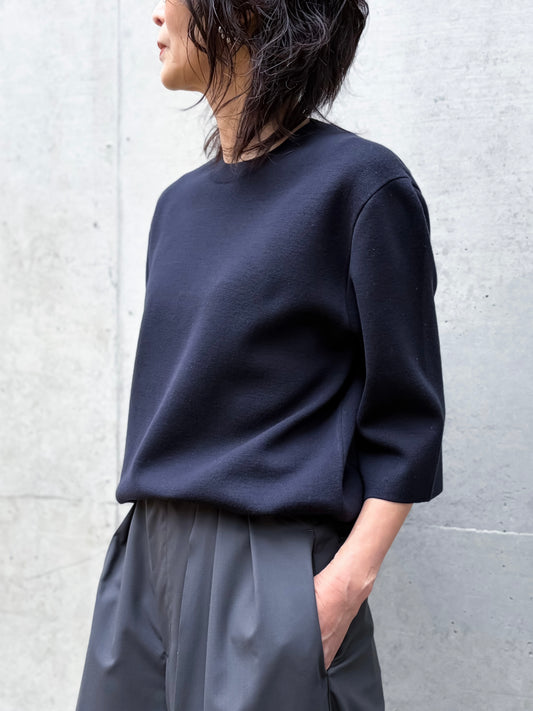 BOWTE / EXTRA FINE WORSTED YARN HALF SLEEVE DOUBLE KNIT / DK.NAVY / 261-03-0001