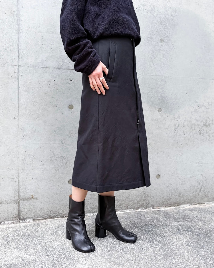 AURALEE / WOOL COTTON LINEN OX SKIRT / BLACK / J26SS06WO
