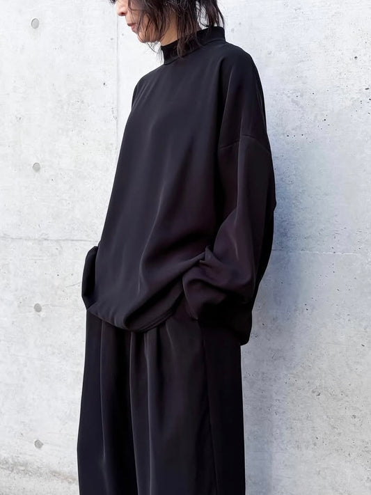 ENFÖLD / HIGH-NECK WIDE PULLOVER / BLACK / 300JS230-0081