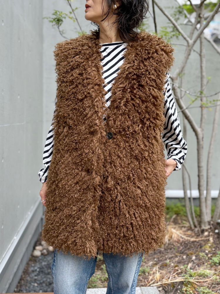 CINOH / クリンプドボアベスト / BROWN /