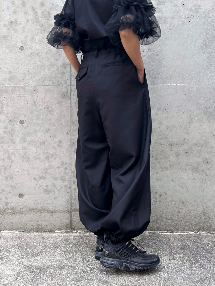 noir kei ninomiya / ウールギャバウエストギャザーパンツ / 3Q-P003