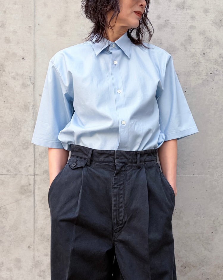 AURALEE / WASHED FINX TWILL HALF SLEEVED SHIRT / LIGHT BLUE / A26SS05TN