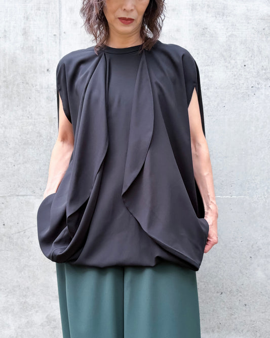 ENFÖLD / EGG DRAPE PULLOVER / BLACK / 300JA730-0821