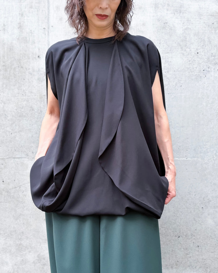 ENFÖLD / EGG DRAPE PULLOVER / BLACK / 300JA730-0821
