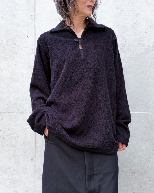 AURALEE / COTTON NYLON PILE PULLOVER SHIRTS / NAVY / A26SP03DP