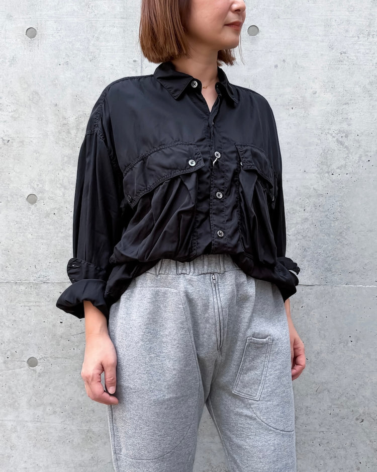 KATHARINE HAMNETT / PARACHUTE LONG TAIL SHIRT / BLACK / TKH-S90