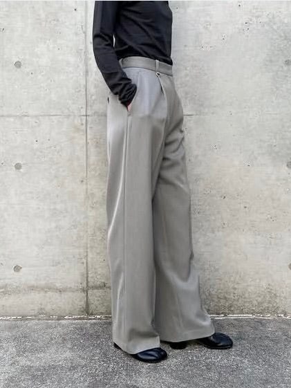 CLANE / 2WAY TUCK STRAIGHT PANTS / GRAY / 10110-7033