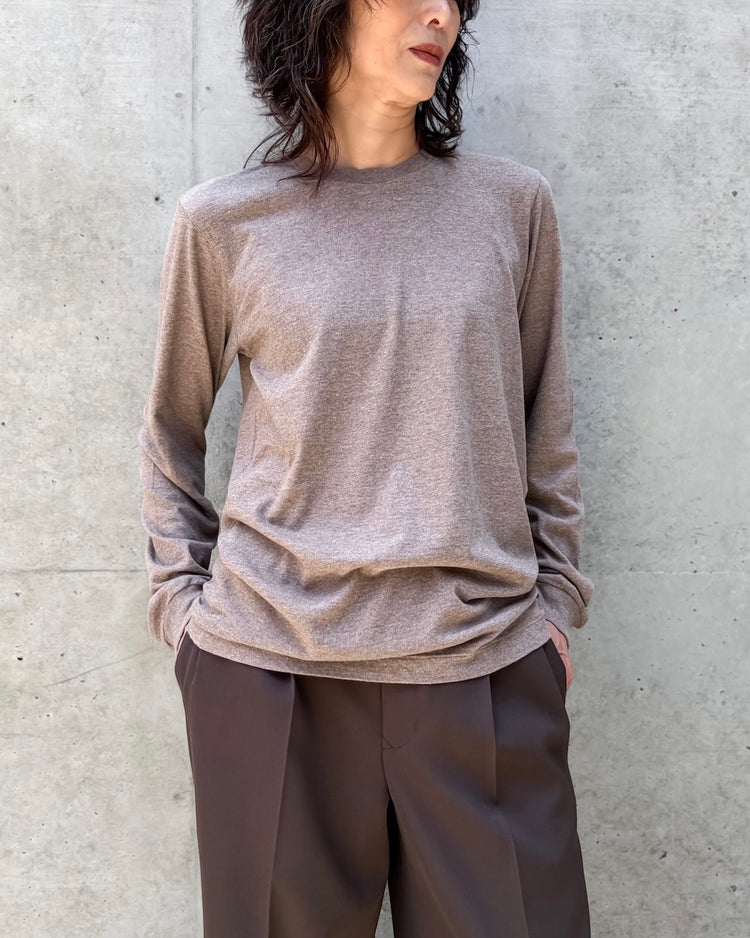 AURALEE / SEAMLESS LONG SLEEVE TEE / T.BROWN / A00T05ST