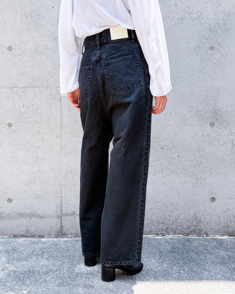CINOH / 2-TUCK DENIM TROUSERS / BLACK / E60-008