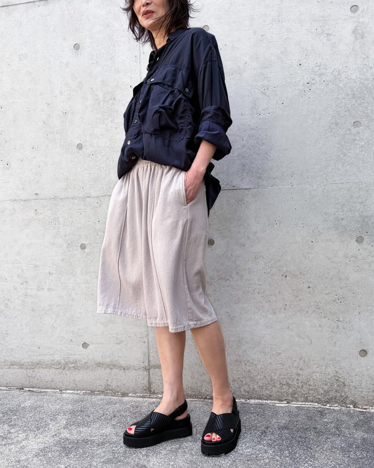 KATHARINE HAMNETT / NOIL SILK EASY WIDE SHORTS / BEIGE / KHESP-01