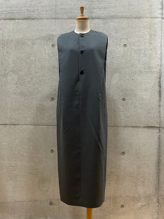 AURALEE / STRUCTURED WOOL DOUBLE CLOTH SLEEVELESS DRESS / TOP GRAY / A26DO1HP