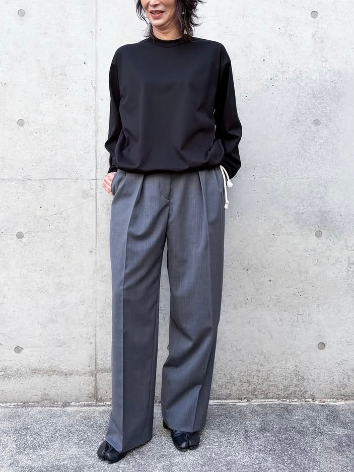 CINOH / DRAWSTRING LONG TEE / BLACK / E-40-038