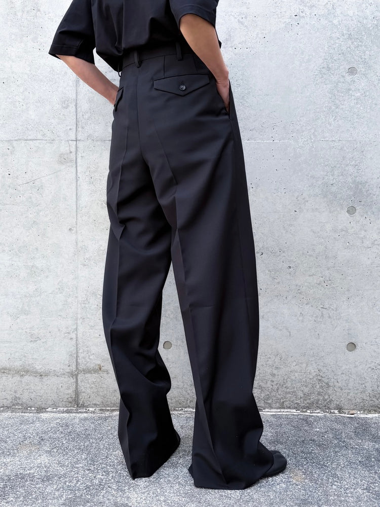 JUNYA WATANABE / ウールエステルモヘアトロタックワイドパンツ / BLACK / JQ-P006