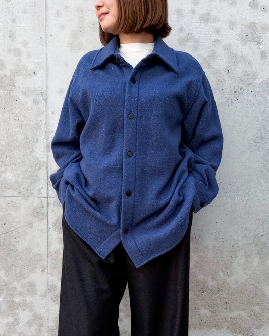 AURALEE / HOMESPUN TWEED SHIRT BLOUSON / DUSTY BLUE / A26AS05HT /