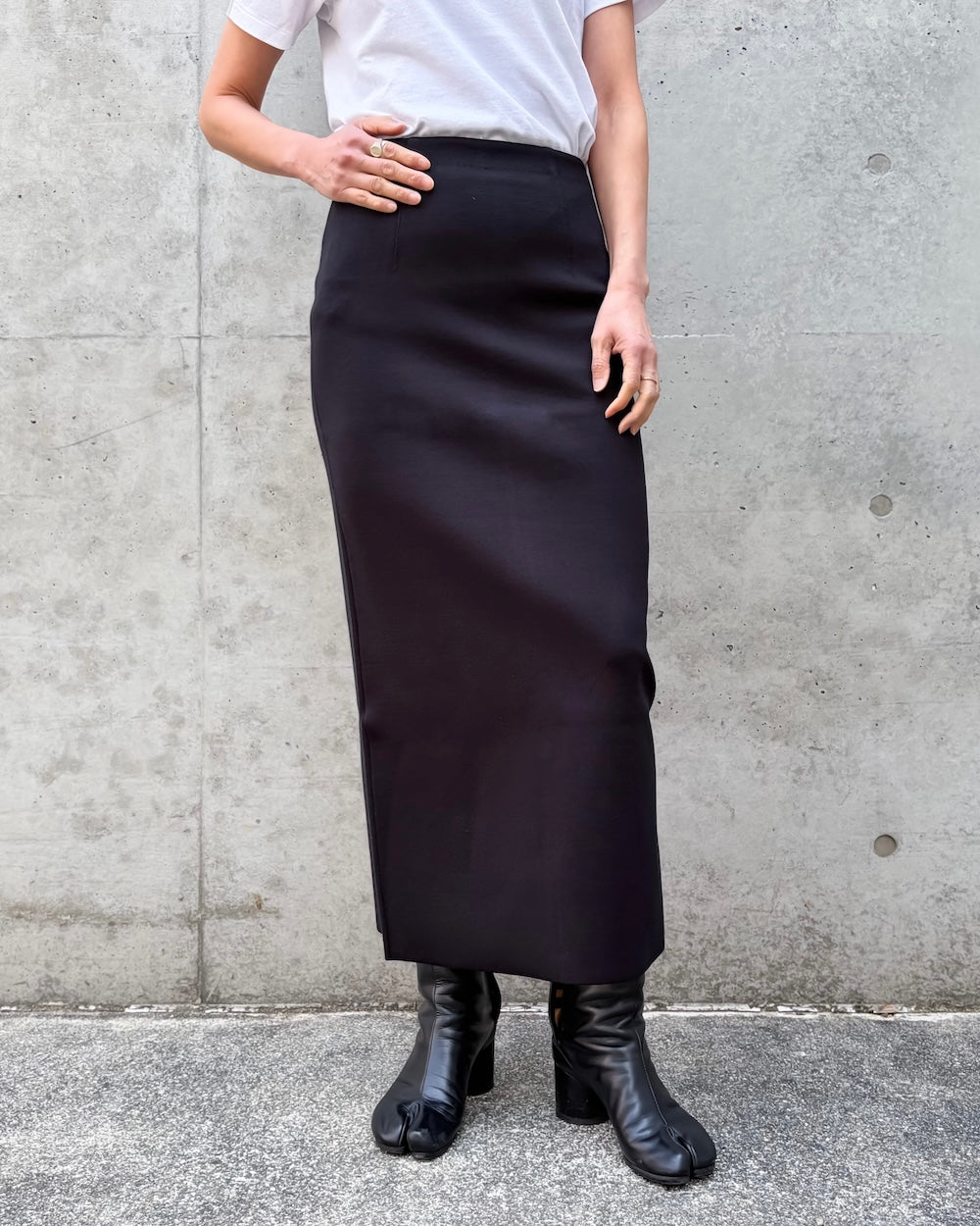 AURALEE / DOUBLE FACED SILK COTTON KNIT SKIRT / BLACK / A26SS02WF