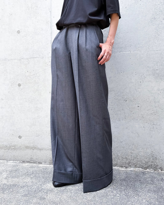 JUNYA WATANABE / ウールサージ ワイドパンツ / GRAY / JR-P024