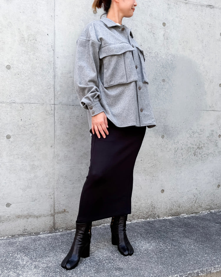 KATHARINE HAMNETT / RECYCLE WOOL SHIRT OUTER / L.GRAY / 26A-TKSJK-02