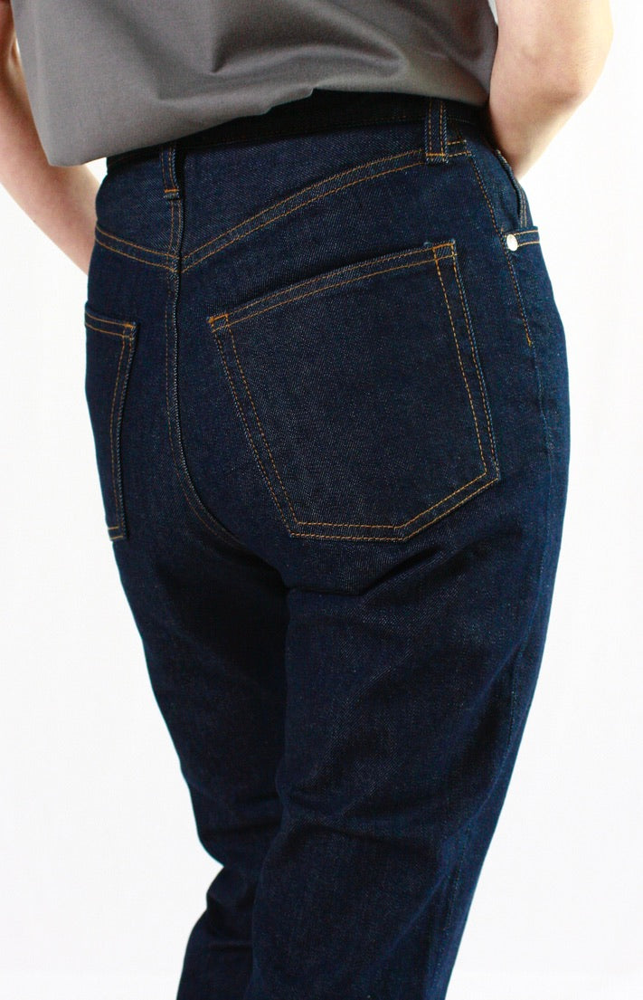 HYKE / TAPERED JEANS・ONE WASH BLUE