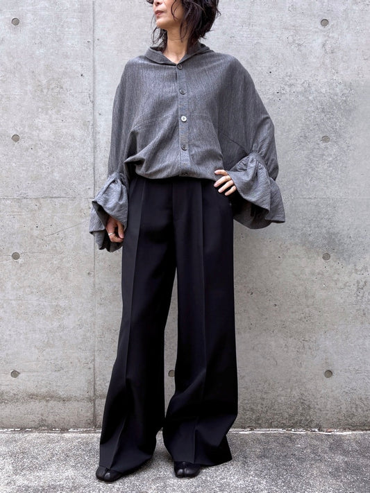 JUNYA WATANABE / アームドレープデザイン ロングカーディガン / TOP GRAY / JQ-N007