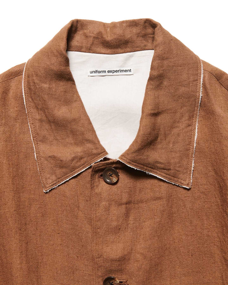 uniform experiment / BRUSHED LINEN CUT-OFF JACKET / BROWN / UE-252003