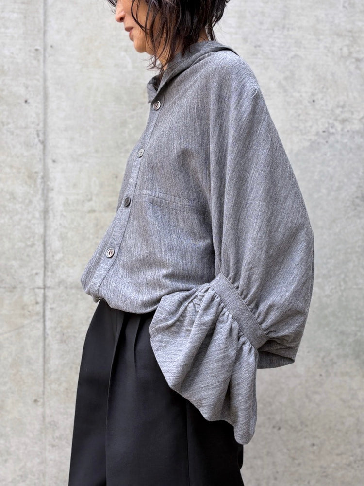 JUNYA WATANABE / アームドレープデザイン ロングカーディガン / TOP GRAY / JQ-N007