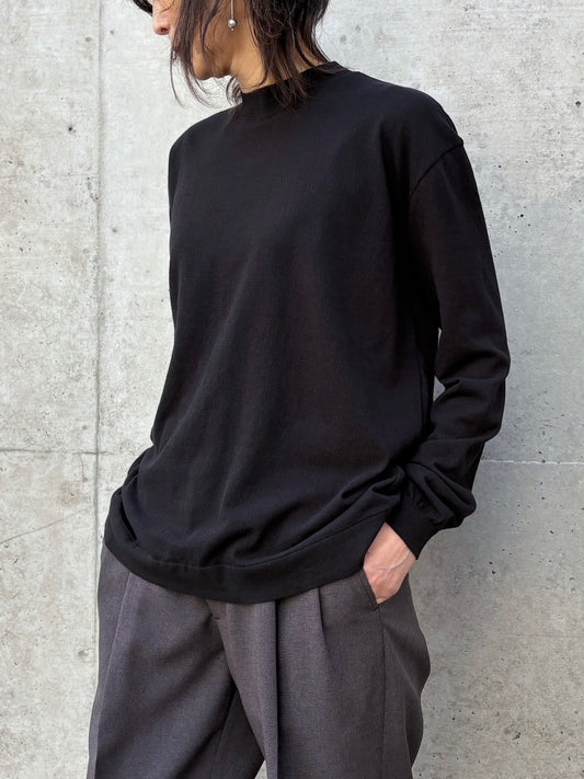 MEYAME / COTTON KNIT LONG SLEEVE TEE / BLACK / MEY-2304