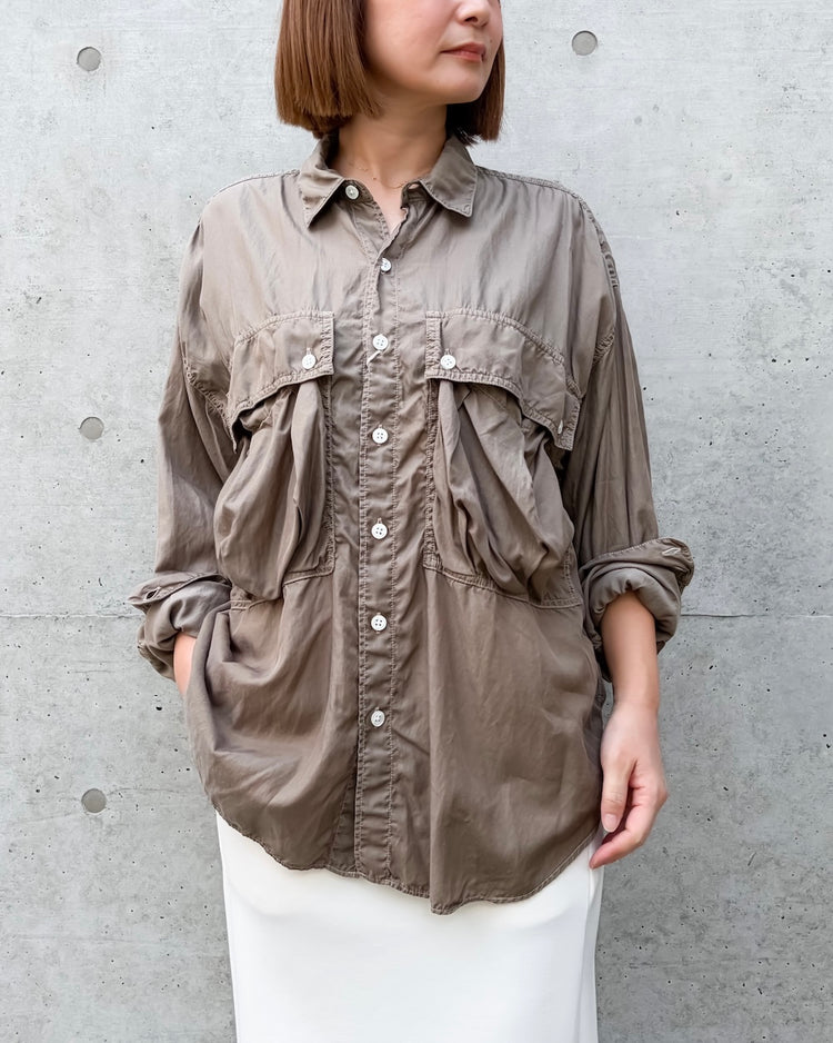 KATHARINE HAMNETT / PARACHUTE LONG TAIL SHIRT / MOCA / TKH-S90