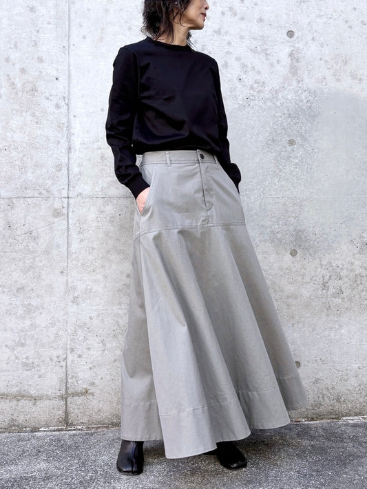 GALERIE VIE / ノンマーセライズドコットン フレアスカート / GRAY / 23056105007