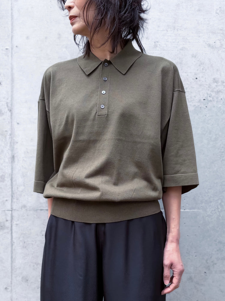 BLAMINK / 18Gハーフスリーブニット / OLIVE / 79181000001