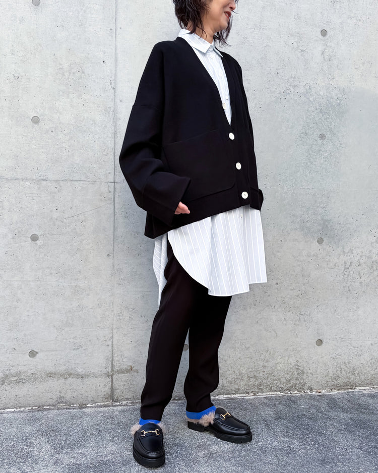 ENFÖLD / BOX WIDE-CARDIGAN / Black / 300JS170-0951