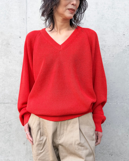 THE SHINZONE / C/L V-NECK KNIT PULLOVER / RED / 26SMSNI05