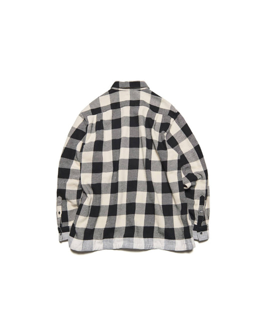 uniform expriment / LINE FLANNEL CHECK DRAWCORD SHIRT / BLACK / UE-262040