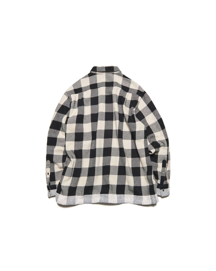 uniform expriment / LINE FLANNEL CHECK DRAWCORD SHIRT / BLACK / UE-262040