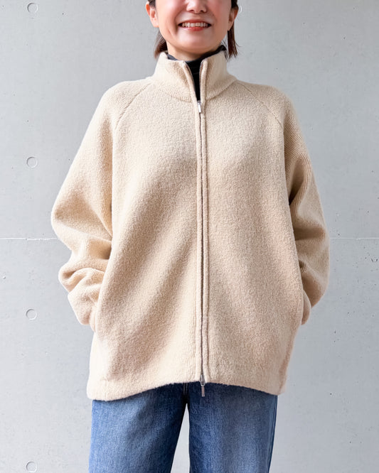 WALANCE / BOUCLE KNIT ZIP BLOUSON / IVORY / 3263-01544