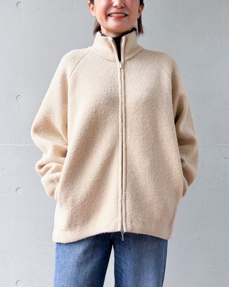 WALANCE / BOUCLE KNIT ZIP BLOUSON / IVORY / 3263-01544