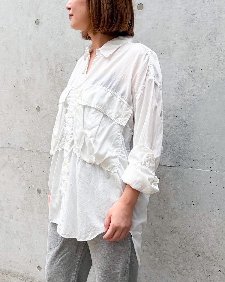 KATHARINE HAMNETT / PARACHUTE LONG TAIL SHIRT / WHITE / TKH-S90