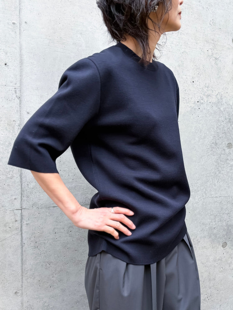 BOWTE / EXTRA FINE WORSTED YARN HALF SLEEVE DOUBLE KNIT / DK.NAVY / 261-03-0001