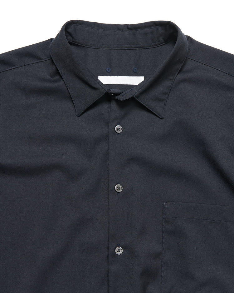 SOPHNET. / SUMMER STRETCH WOOL S/S SHIRT / NAVY / SOPH-250017