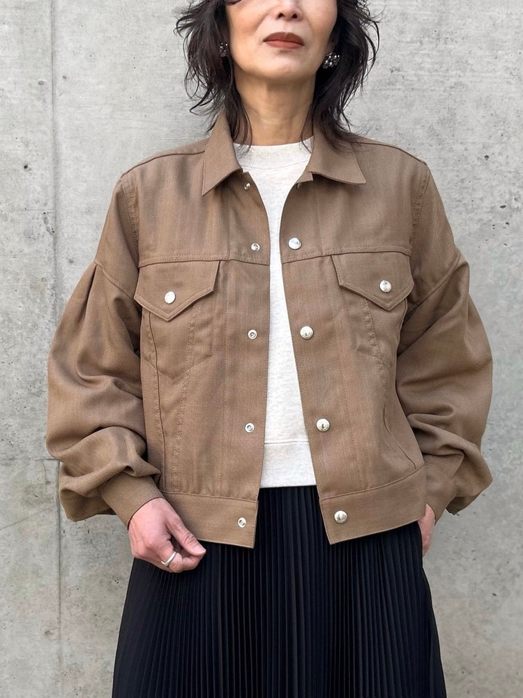 HYKE / OXFORD BALLOON SLEEVE JACKET TYPE3 REGULAR FIT / BEIGE / 17570