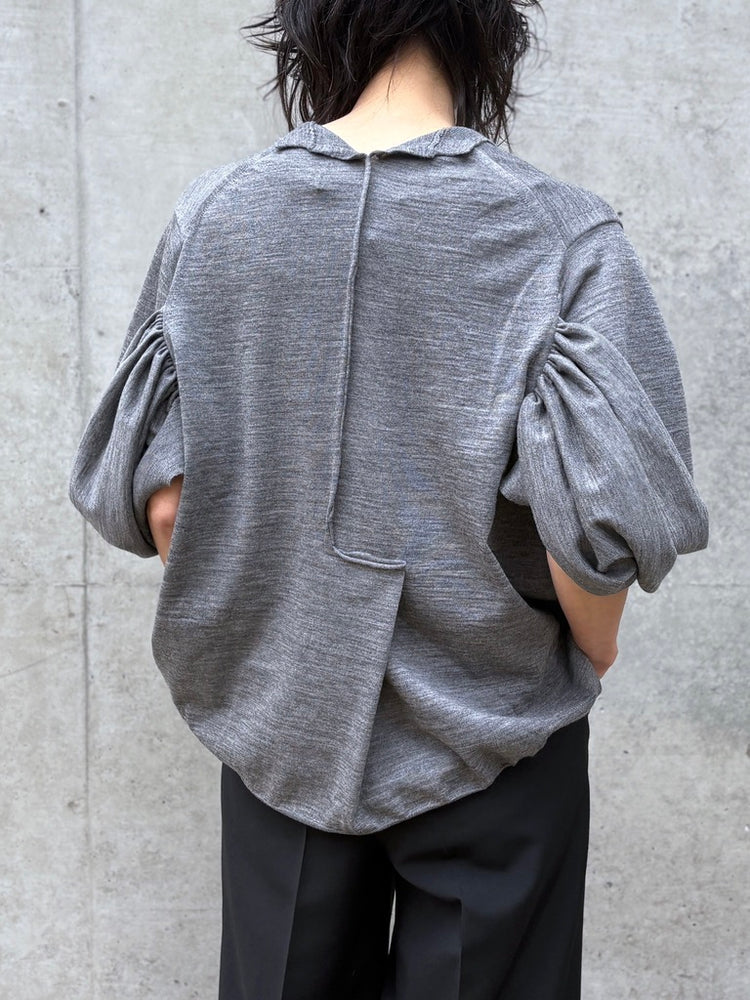 JUNYA WATANABE / アームドレープデザイン Vネックニット / TOP GRAY / JQ-N006