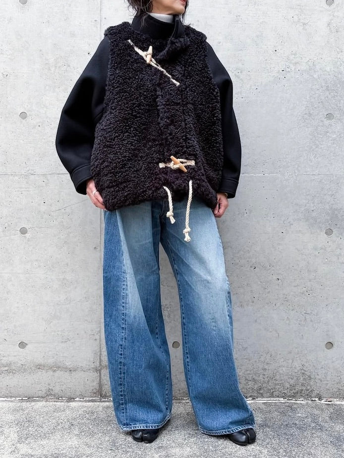 HYKE / DENIM BARREL LEG JEANS / Used Wash Blue / 13352