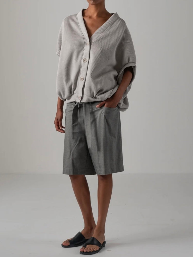 COGTHEBIGSMOKE / NEELA PUFF SLEEVE CARDIGAN / PALE GREY