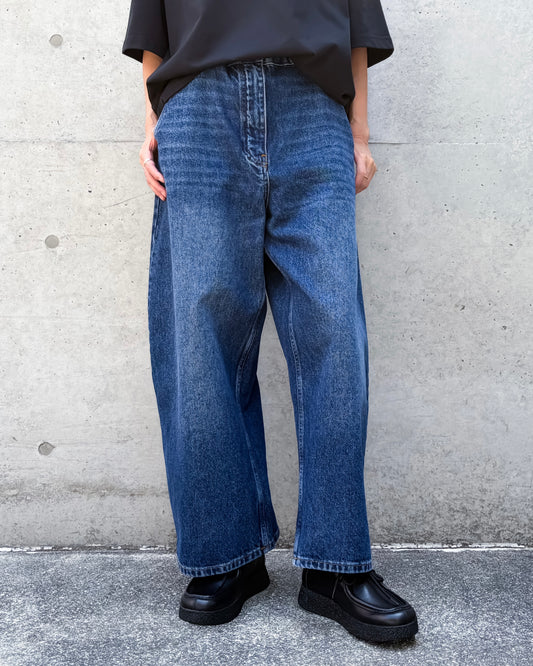 STUDIO NICHOLSON / CHALCO DENIM WIDE CROP PANT / WORN WASH INDIGO