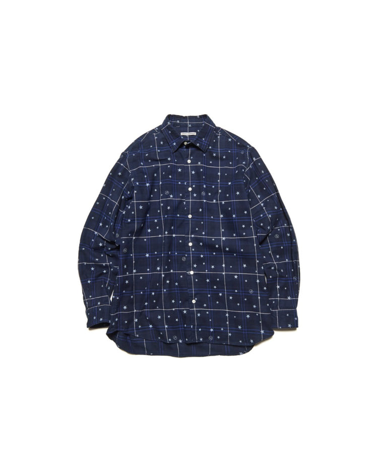 uniform expriment / STAR PRINT CHECK SHIRT / NAVY / UE- 262047