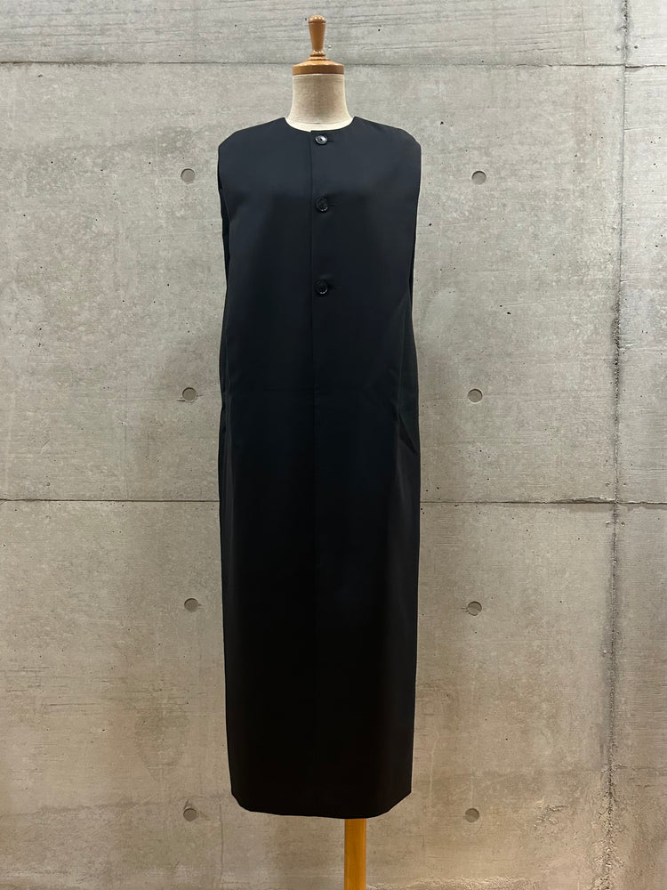 AURALEE / STRUCTURED WOOL DOUBLE CLOTH SLEEVELESS DRESS / TOP BLACK / A26DO1HP