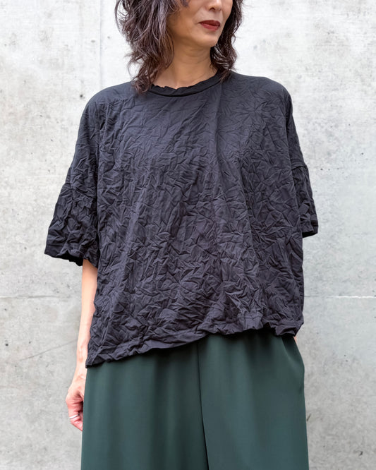 ENFÖLD / WRINKLE BOX T-SHIRT / BLACK / 300JA280-0031