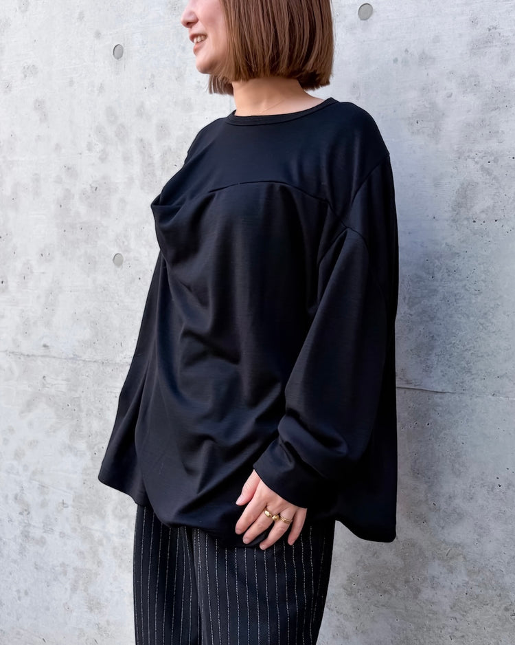 JUNYA WATANABE / ウールスムース変形プルオーバー / BLACK / JR-T013
