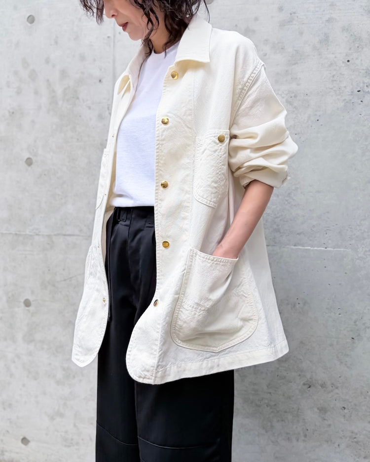 AURALEE / WOOL COTTON LINEN OX WORK JACKET / OFF WHITE / A26SB02DO