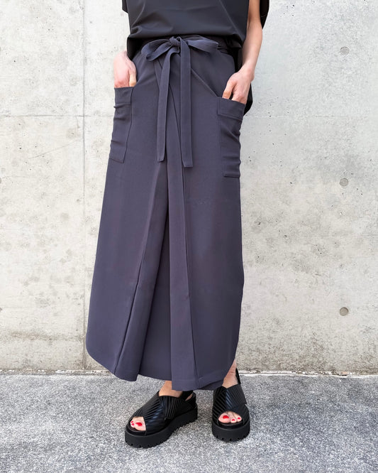 COGTHEBIGSMOKE / MINA DOUBLE WRAP SKIRT / D GREY